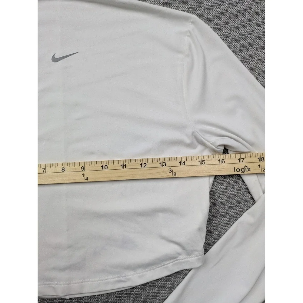 Nike Dri-FIT Shirt Womens Medium White Cropped Mock Neck Long Sleeve Running Top